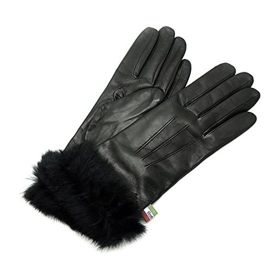 Orobianco ORL-1584 Кожаные перчатки с мехом Женские (черный)