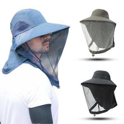 Outdoor Head Face Mask Hat Net Cover Anti Mosquito Cap Insect Bucket Hat Garden Beekeeping Hat Hiking Camping Mesh Net Face Protector Hat Sunshade Hat