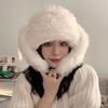 Faux Fur Plush Winter Hat Ear Protection Balaclava Cap Y2k Fashion Rabbit Ear Hat  Halloween Party