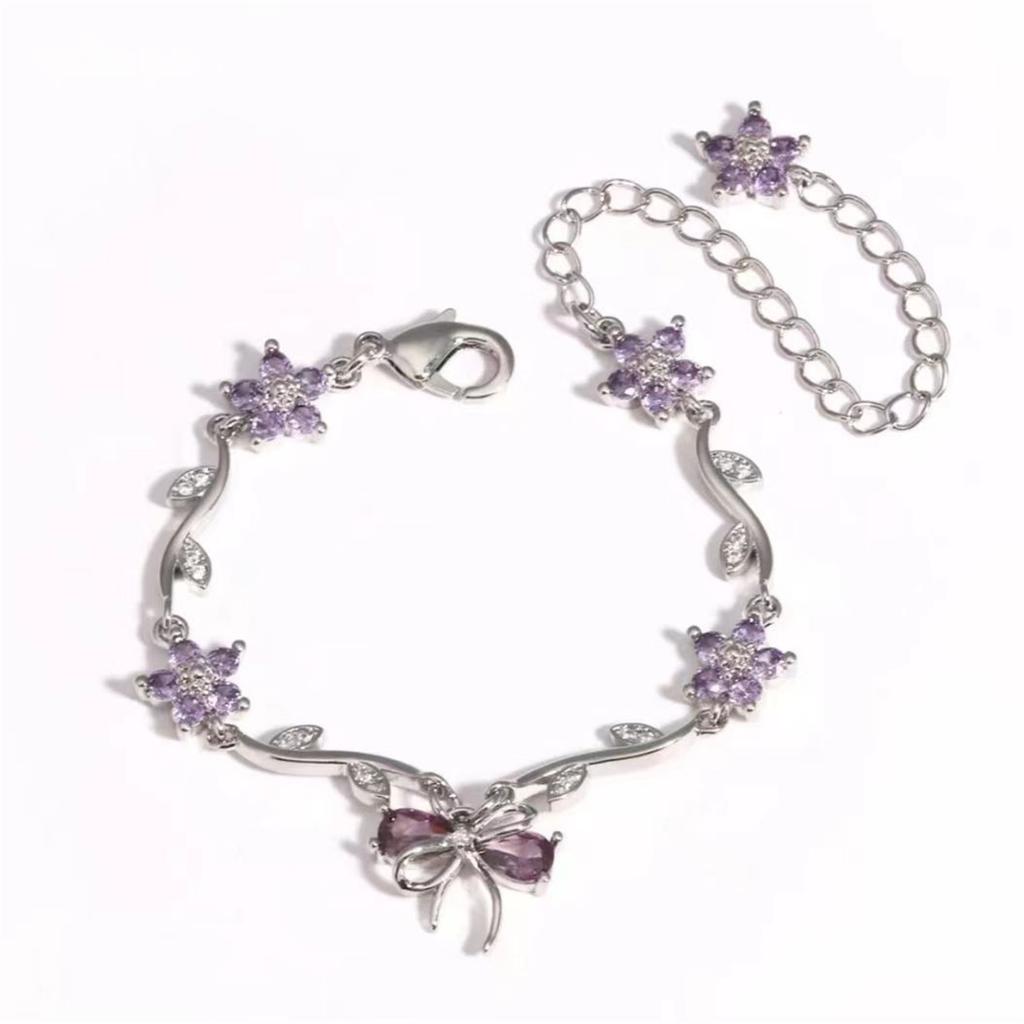 Cute And Flower Butterfly Zircon Copper Bracelet Valentine's Day Gift