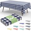Homaxy Disposable Table Cloth 54x108 In Waterproof Plastic Tablecloth Rectangle Checkered Table Covers for Picnic Birthday Party