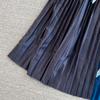 Vintage Elegant  O Neck Print  Pleated Long Sleeve Knit Dress A-line Casual Women Fashion High Waist Summer Spring