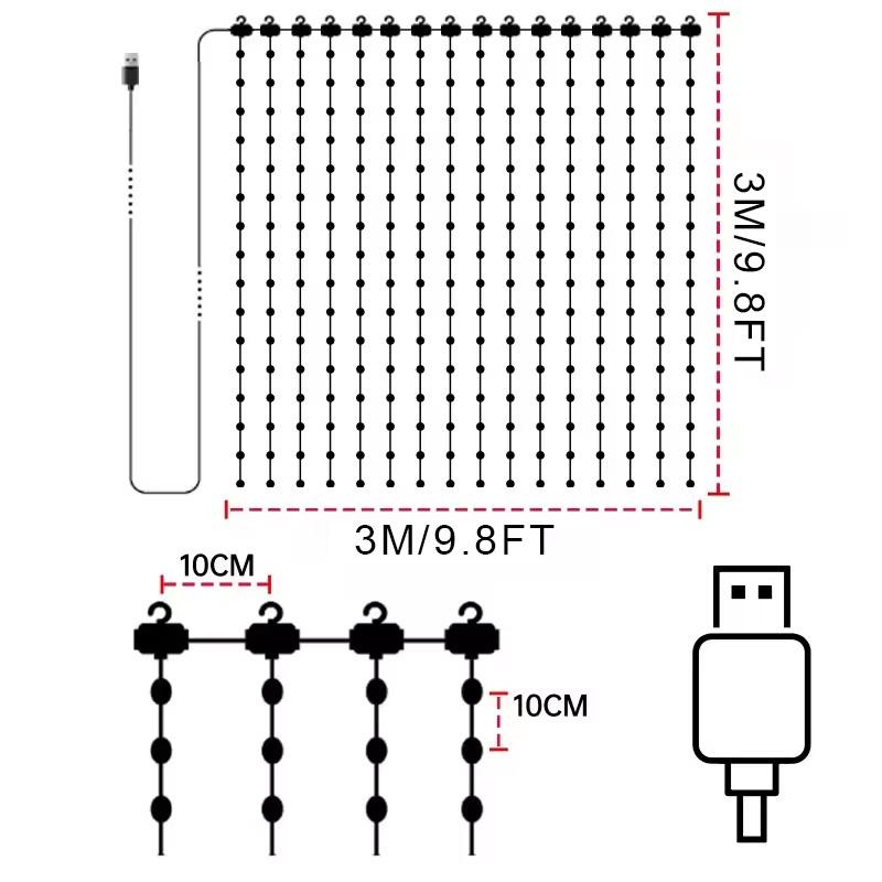 Smart LED Curtain Lights Fairy Curtain String Lights with APP & Remote Dynamic DIY Color Changing for Home Party Christmas Decor
