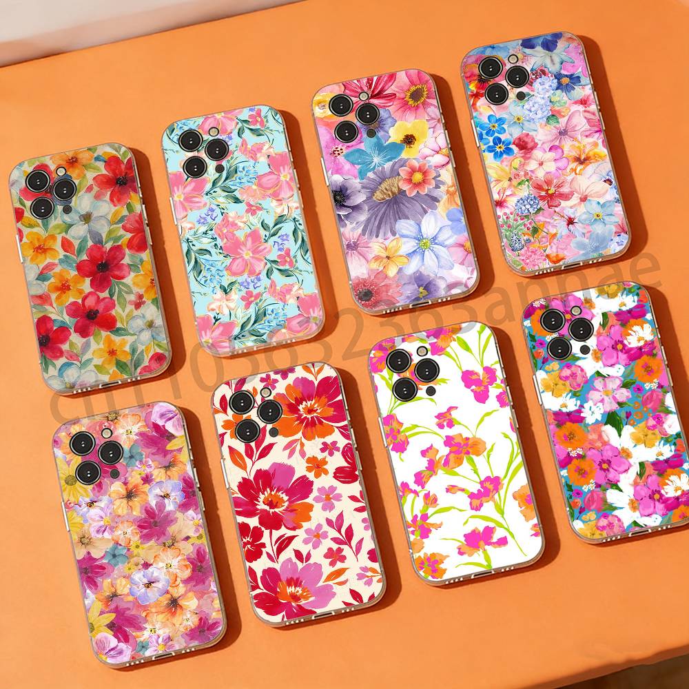 Fashion Flowe Phone Case for iPhone 11Pro 13 12 11 Pro Max 16e 17 Air 16 15 14 Plus 11ProMax