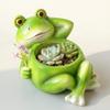 Funny Resin Frog Flower Pot Cartoon with Drainage Hole Succulent Planter Decorative Plant Holder Balcony Decor