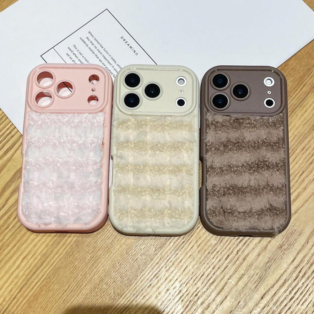 Soft Plush Fur Fluffy Phone Case For iPhone 17 Air 13 14 15 11 12 Pro 16 17 Pro Max Furry Warm Shockproof Lens Protection Cover