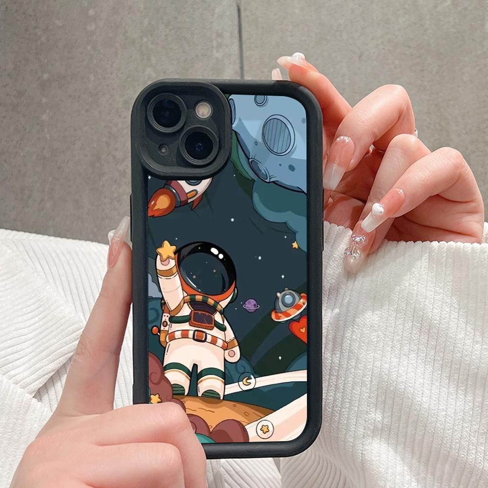 Soft Silicone Square Ladders Cartoon Pattern Full Cover Camera Protection Shockproof Case for OPPO Reno Realme OnePlus