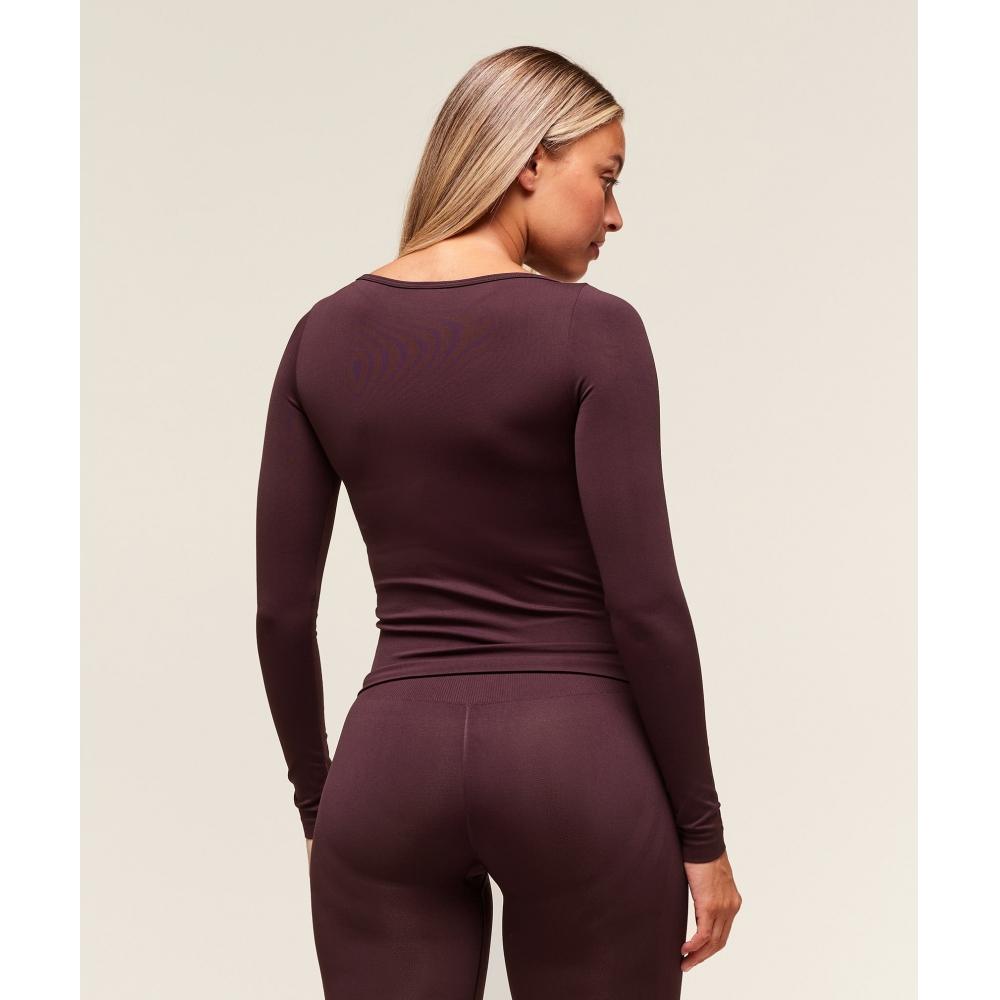 Gymshark Everyday Seamless Wide Neck Long Sleeve Top Cherry Purple B5b5f Pcds