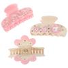 Sweet Acetate Pink Bowknot Pattern Hair Clip Claw Versatile Diamond Hair Accessories For Women Girls