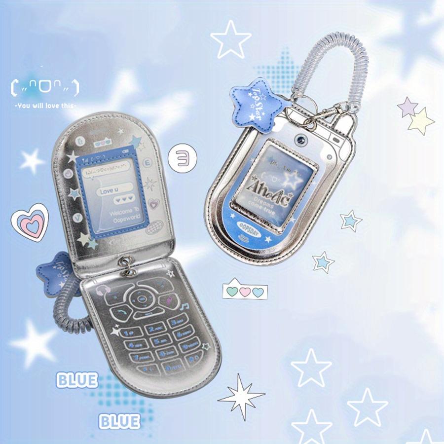 1Pcs Star Cute Photocard Holder Keychain Mobile Phone Shape Photo Card Holder Keychain Card Protective Cover