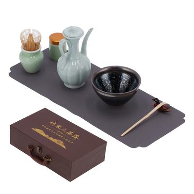 Matcha Tea Tool Set Matcha Bowl Whisk Scoop Ceramic Whisk Holder Caddy Teacup Mat Tea Ceremony