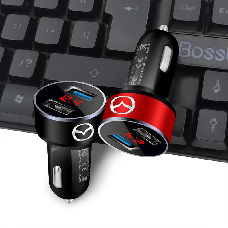 Car Charger 2 USB Ports Fast Charging Digital Display Car Accessories For Mazda 3 6 CX5 2 CX3 CX9 MX5 RX8 Axela Demio MS CX5 2 Axela Demio Atenza GJI