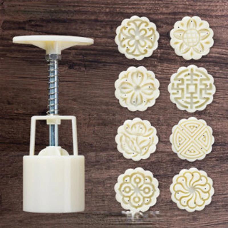 6 piezas/set Molde para Pastel de Luna con Forma de Flor 50g DIY Presión Manual Fondant Molde para Pastel de Luna Plástico Prensa Cortador de Galletas Herramienta para Hornear