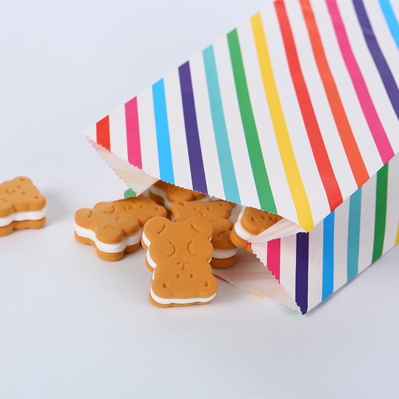Spot Rainbow Striped Candy Bag - Colorful Party Decoration Gift Bag for Baking, Handleless Kraft Paper