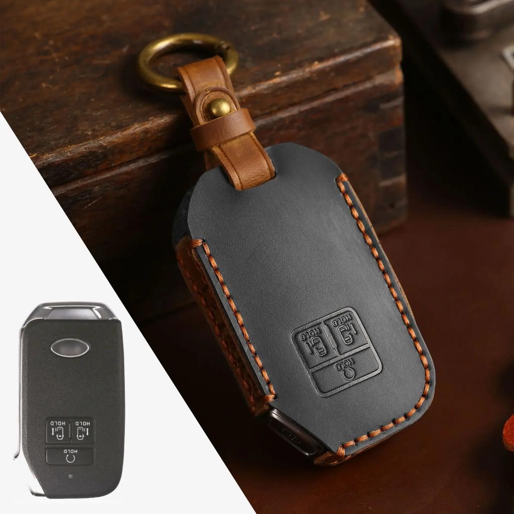 Fit For Kia Carnival Sportage Ray Sorento Soul Telluride Cerato K5 K8 K3 Kx3 Kx7 Seltos Genuine Leather Auto Key Fob Cover Case