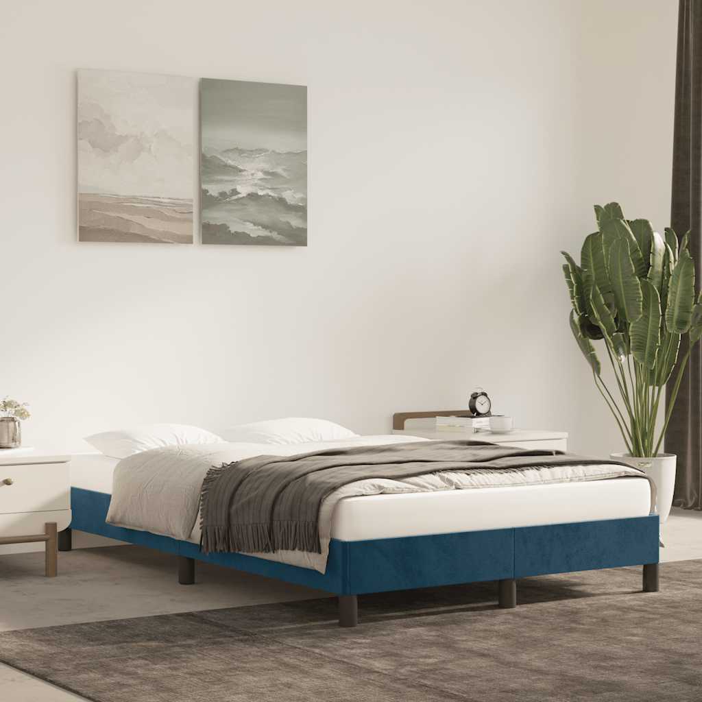 Bed Frame without Mattress Dark Blue 120 x 200 cm Velvet