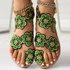 Flower Ladies Sandals Set Toe Rivet Flat Women's Shoes Vacation Plus Size Shoes