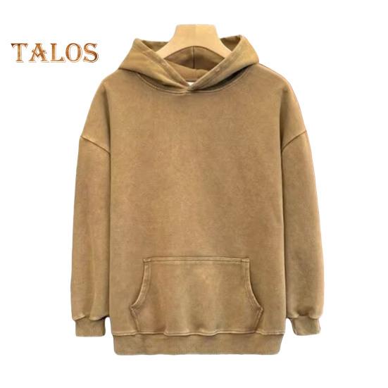 

Зимняя толстовка с капюшоном для пары, свободный свитер с капюшоном в стиле ретро, длинный рукав, унисекс, эластичные манжеты, плотная толстовка с капюшоном на осень и весну M коричневый