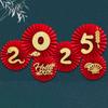 Happiness 2025 Spring Festival Paper Fan Flower Snake Year Chinese New Year Paper Fan  Household