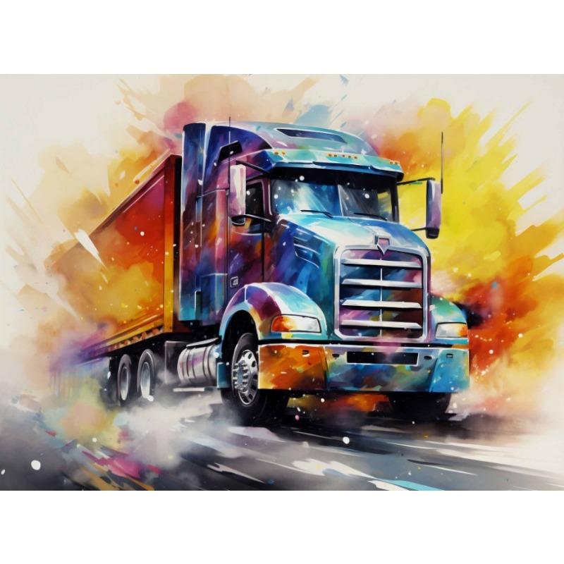 Watercolor Vehicle Car Semi Truck Anime Abstract Poster Canvas Painting Wall Art Pictures for Children's Room Home Decor