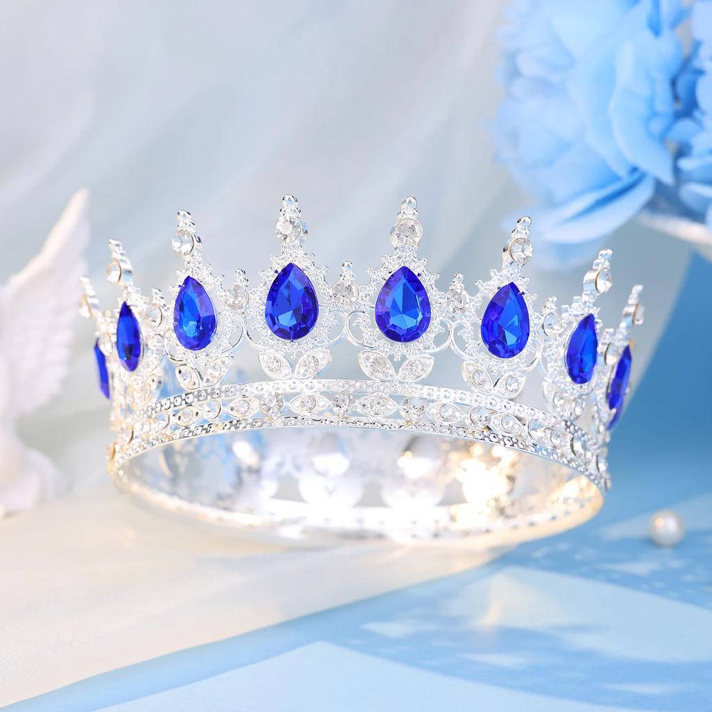 Fashion Crystal Rhinestone Round Tiaras And Crowns For Bride Women Queen Princess Diadems Girls Wedding Hair Accessories