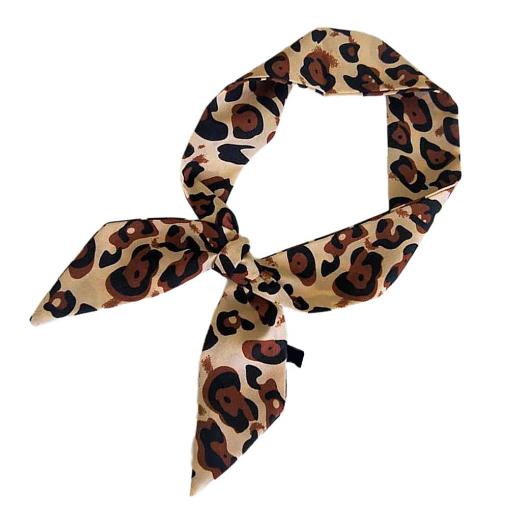 Leopard Print Narrow Silk Scarf for Women Girls Short Necktie Scarf Fashionable and Versatile Accessory for Any Outfit