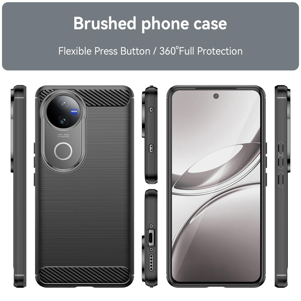 For Vivo V50 5G Case Protective Phone Cover Carbon Fiber Texture Brushed