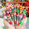 "5Pcs Mini 4 Color Christmas Ballpoint Pen Attractive Elk & Santa Claus 6 Hue Extendable Pen Learning Materials