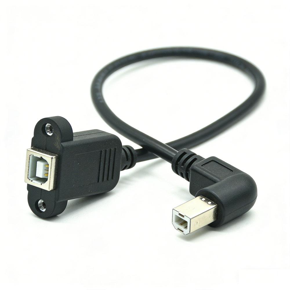 

USB 2.0 Type B Male to Female Extension Cable, 90 Degree Elbow Panel Mount Lock Connector for Printer 30cm/1m/1ft Length Options 0.3m