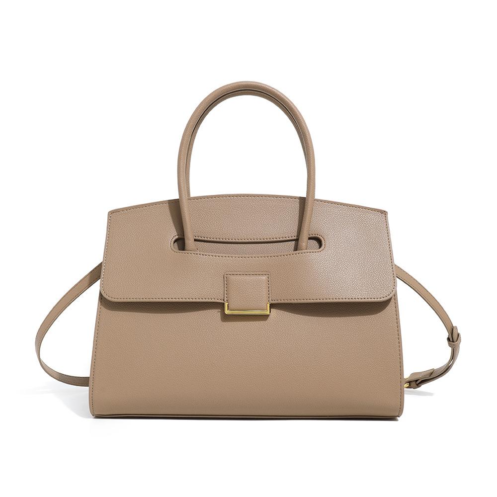 2024 Cross-Border Women's Handbag Briefcase for Commuting, Genuine Leather Original Niche Tote Bag, Large Capacity Simple Handbag