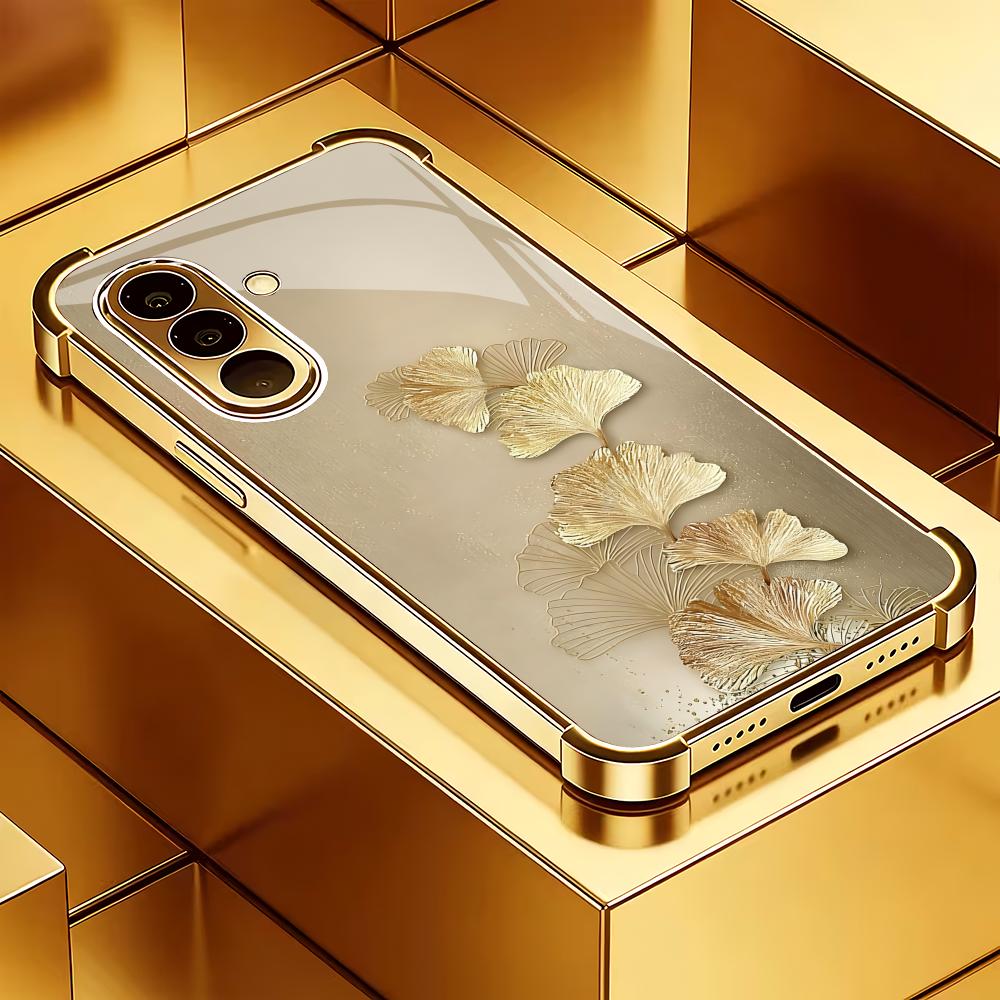 

Ginkgo leaf electroplated glass phone case suitable for Samsung Galaxy S26 S25 S24 S23 S22 S20FE/Ultra/Plus anti drop back cover GalaxyS26
