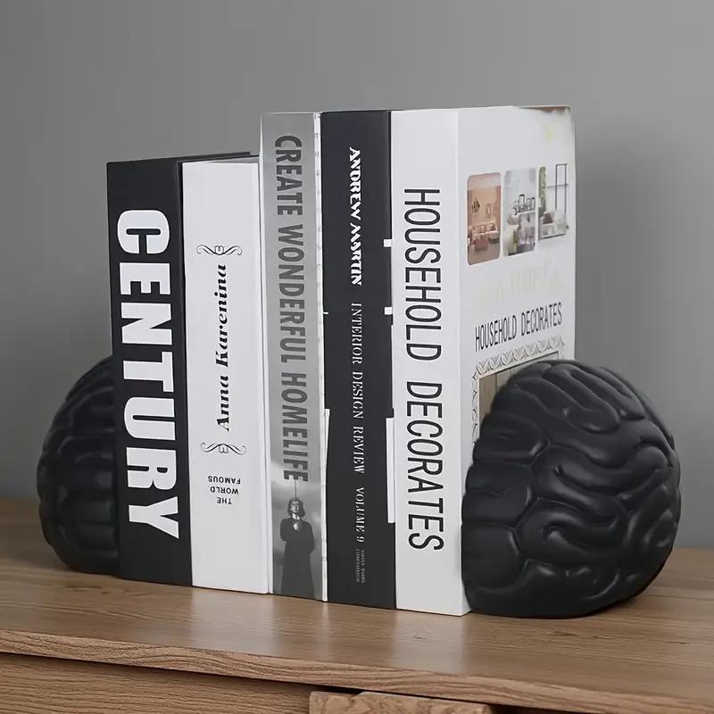 2pcs Heavy Duty Bookends Extra Strong Brain-Shaped Bookends (Black,M) чёрный