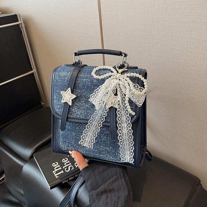 Niche Portable Backpack Women's Summer New Denim Small Bag Fashionable Exquisite Backpack