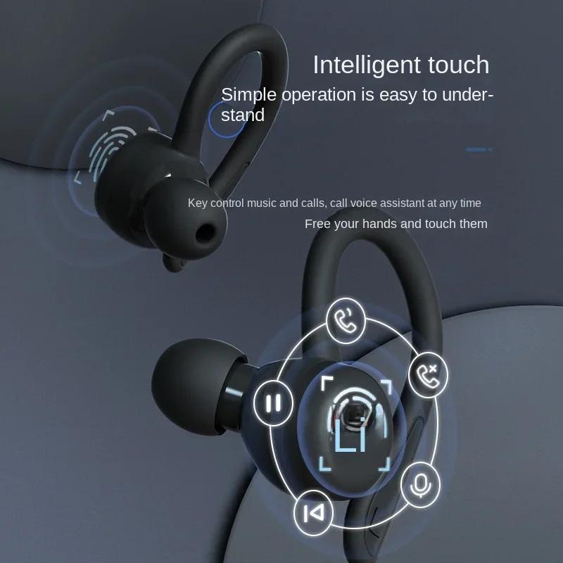 MS-T40 TWS Wireless Ear Hook Noise Cancellation Touch Button Controls IPX-6 Waterproof Sports Earphones for 5.3 LED Indicator
