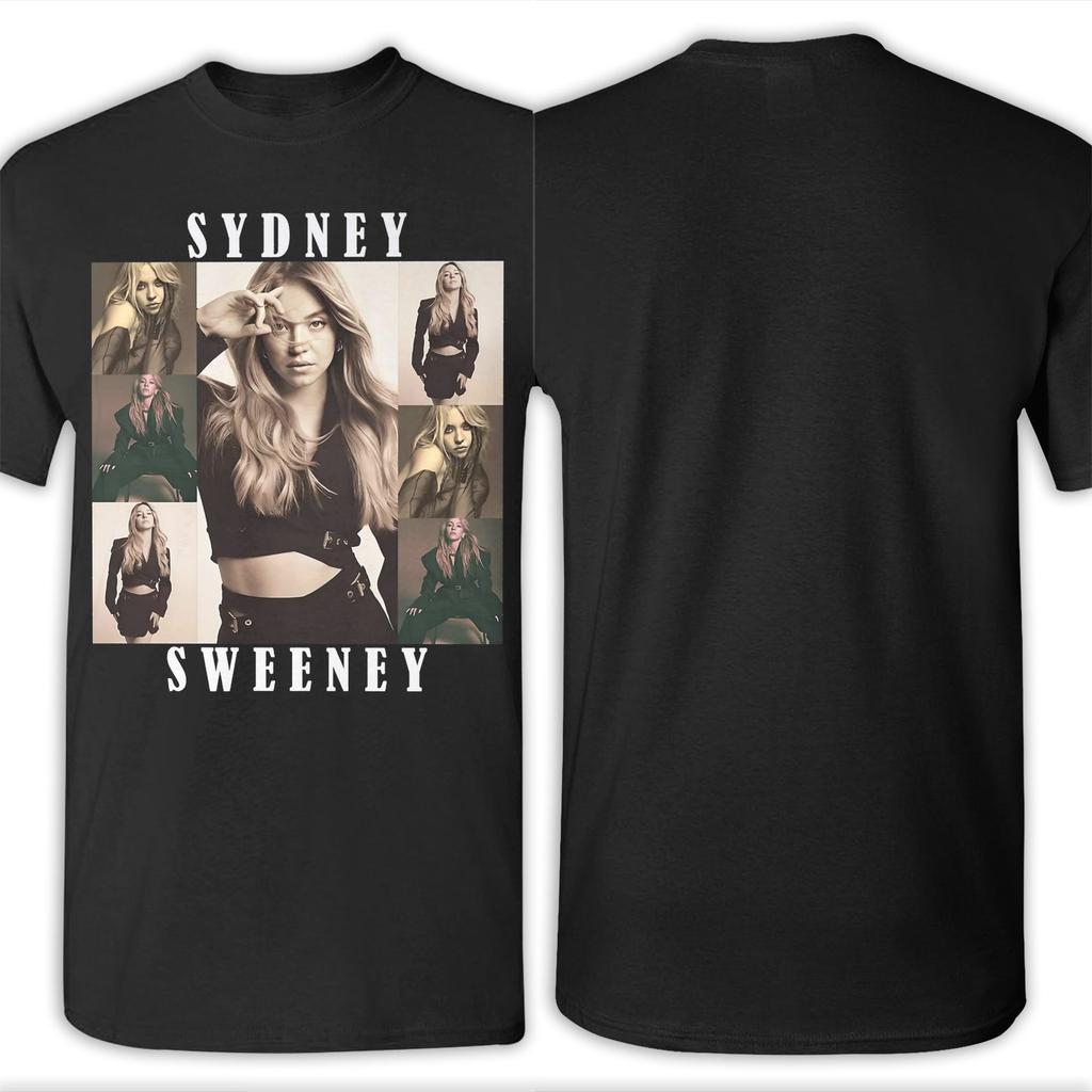 T-shirt Unisex Sydney Sweeney Vintage a Manica Corta con Girocollo in Cotone Abbigliamento Originale