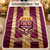 Flannel BlanketQueensland Maroons Custom Name Text Personalized Soft Warm Throw Blanket Home Decor Gift