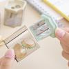 Transparent Geometric Double-Hole Macaron Pencil Sharpener: Portable, Durable, and Rotary for Students.