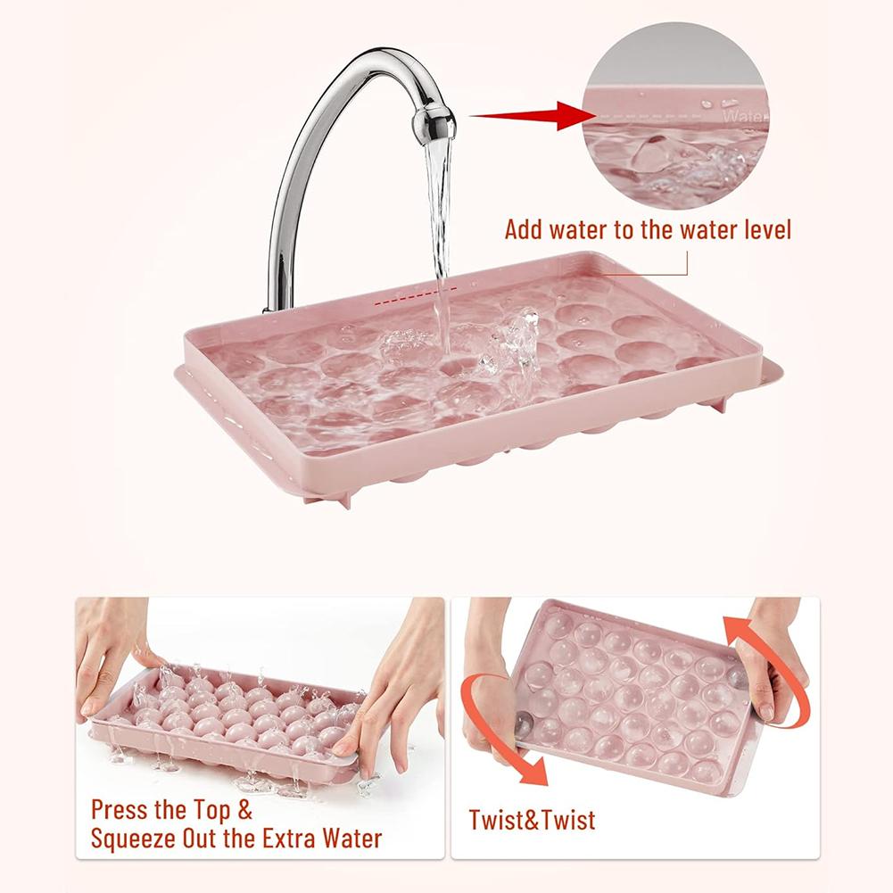 Ice Cube Tray with Lid and Bin Ice Ball Maker Mold with Scoop Ice Cube Mold for Chilled Drinks Coffee and Cocktails