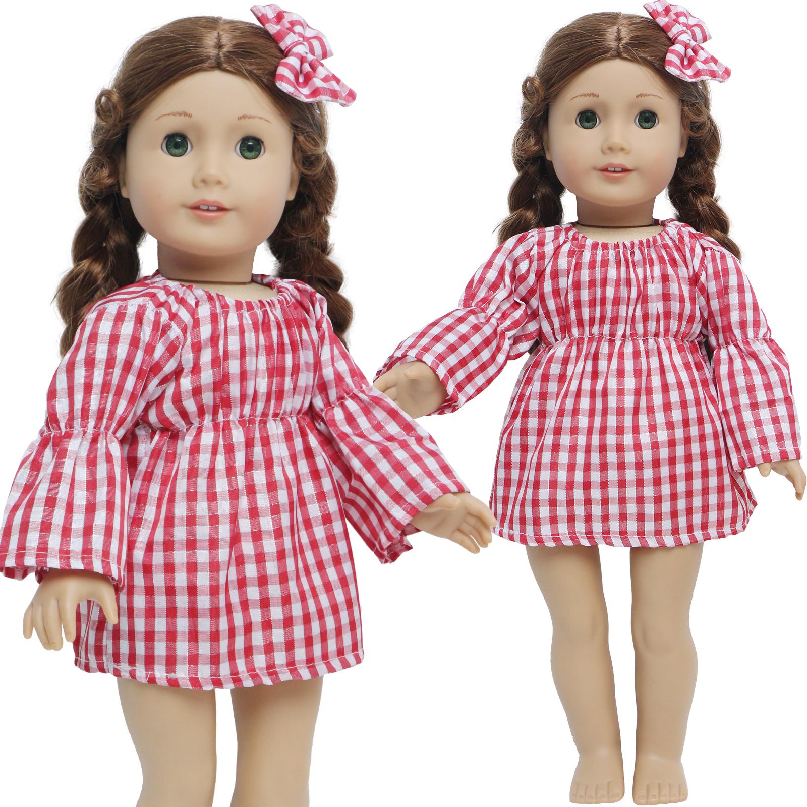 

Наряды для кукол 18 дюймов, платье в сетку + шпилька, милая повседневная одежда для 45 см, аксессуары для американских кукол, игрушка для девочек, подарок на день рождения