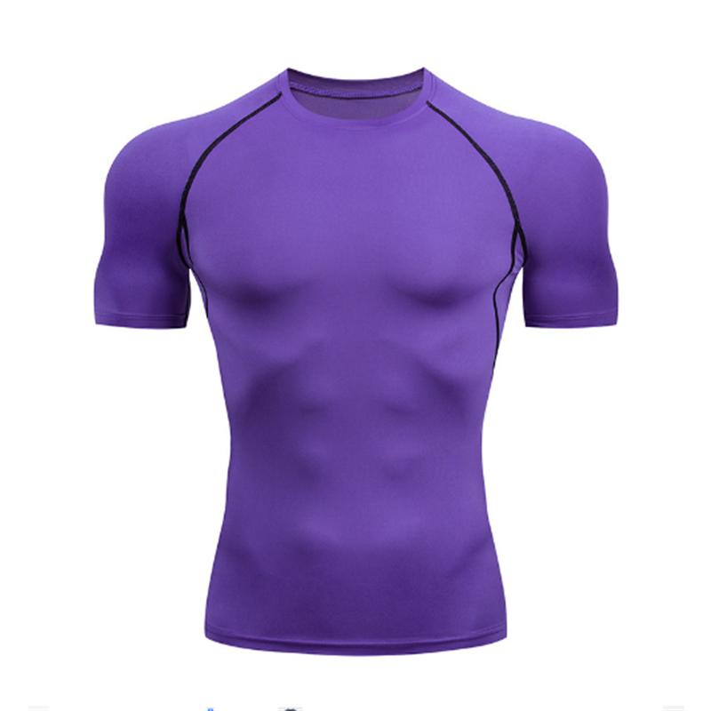Men's Stretch Compression Tee Shirt Fitness Gym Sports Running T-Shirt Quick Dry Breathable Basketball Training Short Sleeve Top