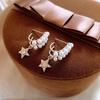 Silver Needle Zircon Pearl U-shaped Earrings Light Luxury Korean Pentagram Earrings High-end Light Luxury Design Earrings Women