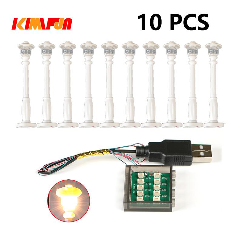 10Pcs 0.8Mm Pin Rgb Led Building Blocks Usb Lamp Diy Street Light City Electric Decorate 1X1 Brick Toy Compatible All Brands