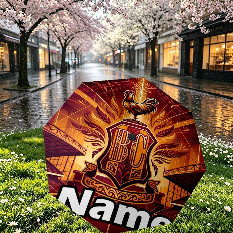 Custom Name Personalized Bradford City AFC Print Umbrella, Auto Open Close, 8‑Rib Sturdy Frame, Commute Camping Hiking Use, Birthday Gift