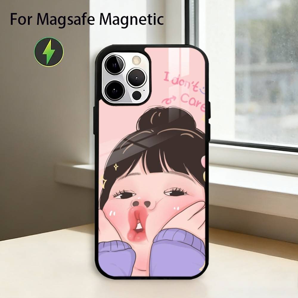 Cute Angry L-Little Girl Phone Case For iPhone17,16,15,14,13,12,11 Plus,Pro Magnetic with Magsafe Wireless Charging