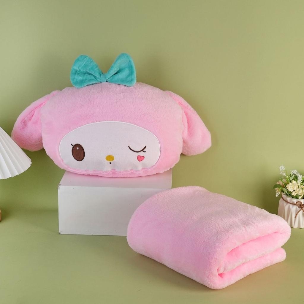 Cute Cartoon Pillow Blanket 2 In 1, Plush Soft Fleece Travel Throw, Cozy Unfoldable Comfort for Kids Adults, Gift Idea for Anime Lovers 160*110cm