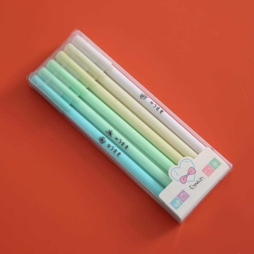 6 Pcs/Set Morandi Color Ink Black Gel Pens Student Diary Pen Handbook Pen Office And Study Stationery School Supplies