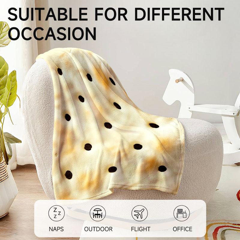 1 Piece Cookie-themed Beige Plush Blanket, Soft for Sofa, Bed, Office, All-season Use.