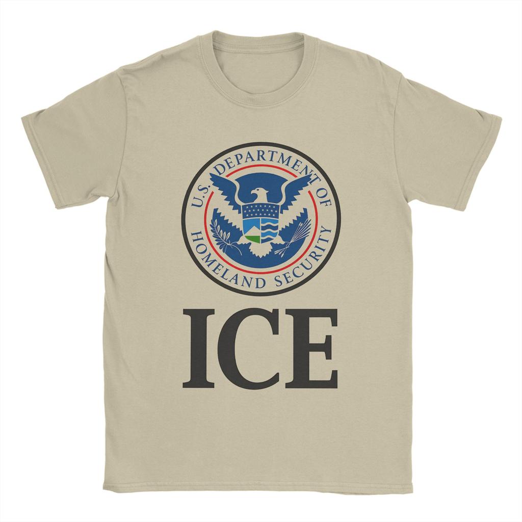 Immigration and Customs EnforceUnisext ICE Unisexs T Shirt Vintage Tees Short Sleeve Crewneck TShirt Pure Cotton Clothes