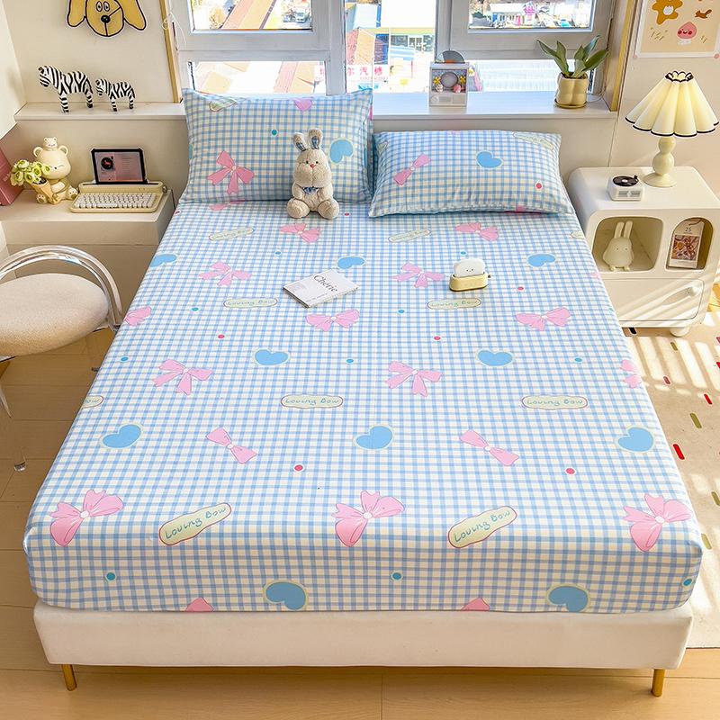 100%Cotton Fitted Bed Sheet Flower Printed Bed Sheet Set Single/Queen/King Pure Cotton Mattress Cover Protector Fitted Sheet