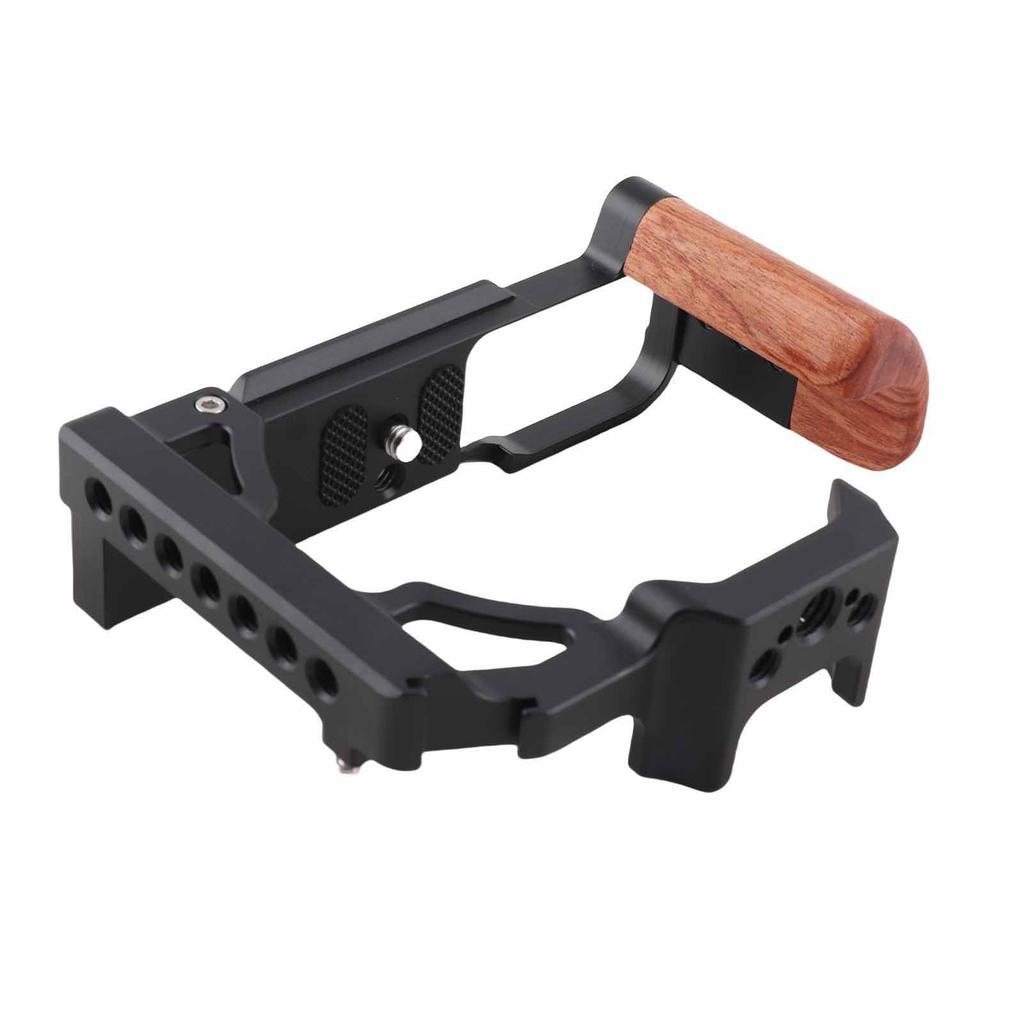 Wood Handle Metal Camera Cage Wooden Handle Vertical Shooting Camera Cage with 1 4 Inch 3 8 Inch Screw Hole Cold Shoe